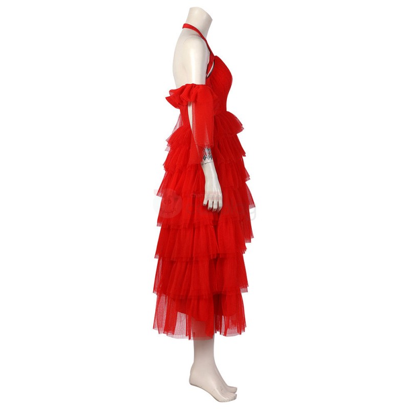 HQ Red Dress Female Super Villain Pleated Halloween Cosplay Suit