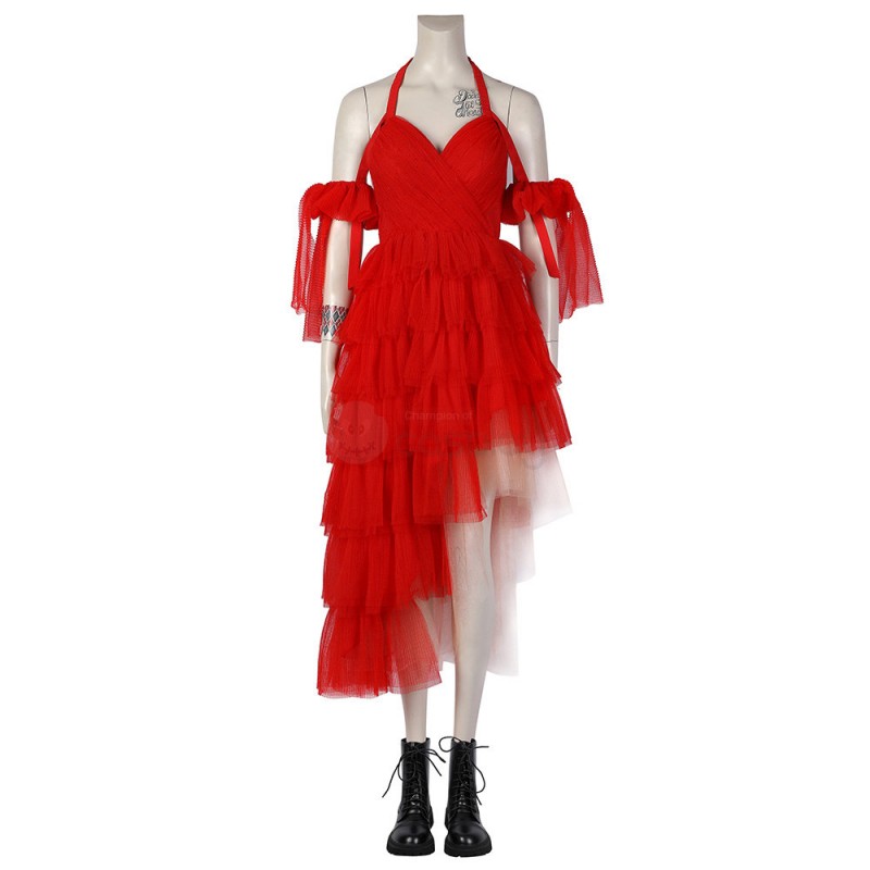 Margot Robbie Halloween Costumes HQ Red Dress Female Kill Horror Cosplay Suit