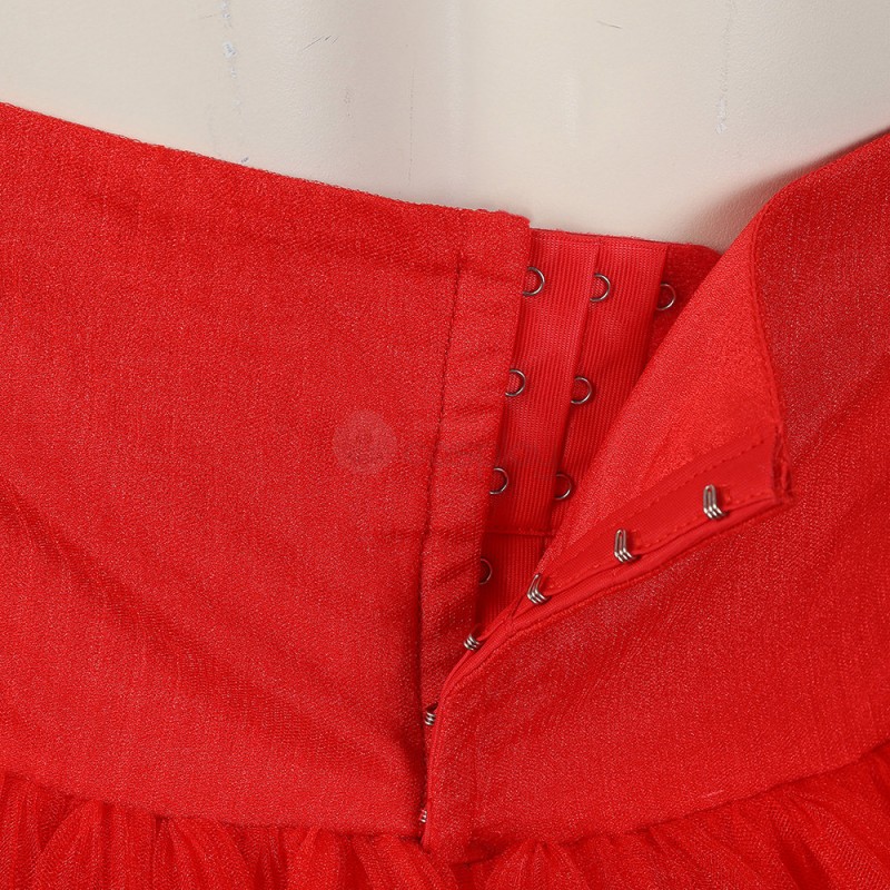 Margot Robbie Halloween Costumes HQ Red Dress Female Kill Horror Cosplay Suit