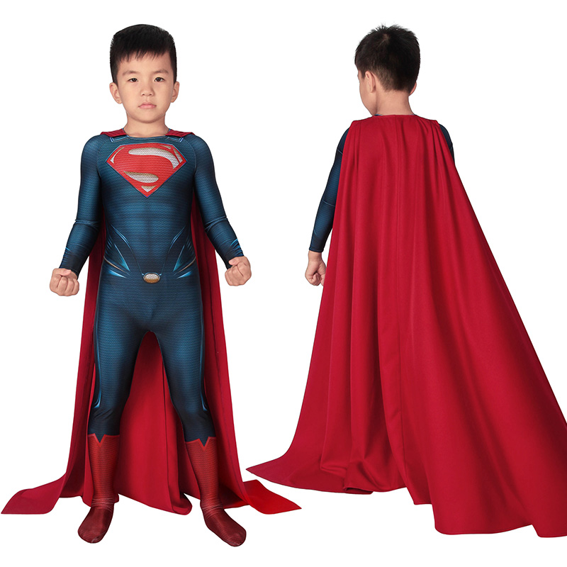 Children 3D Steel Clark Bodysuit Polyester Champion Cosplay Suit