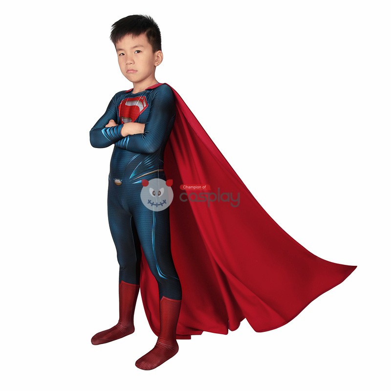Children 3D Steel Clark Bodysuit Polyester Champion Cosplay Suit