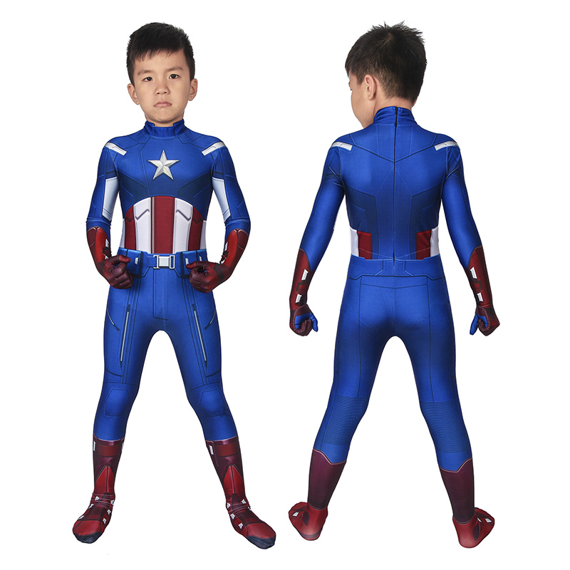 Kids Captain America Costume Avengers 1 Steve Rogers Cosplay