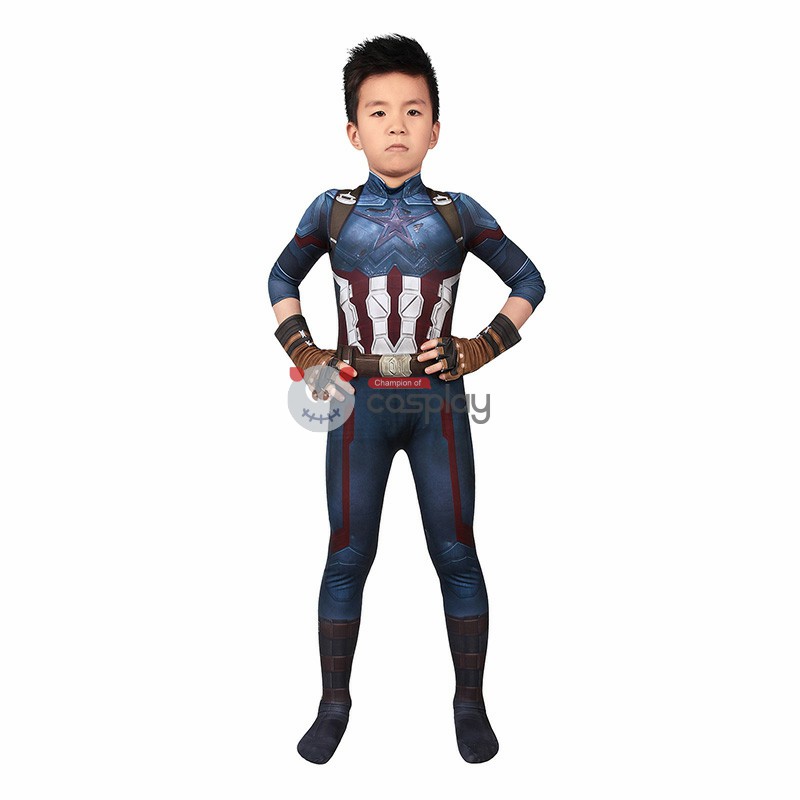 Kids Captain America Costume Avengers Infinity War Steve Rogers Cosplay Costume