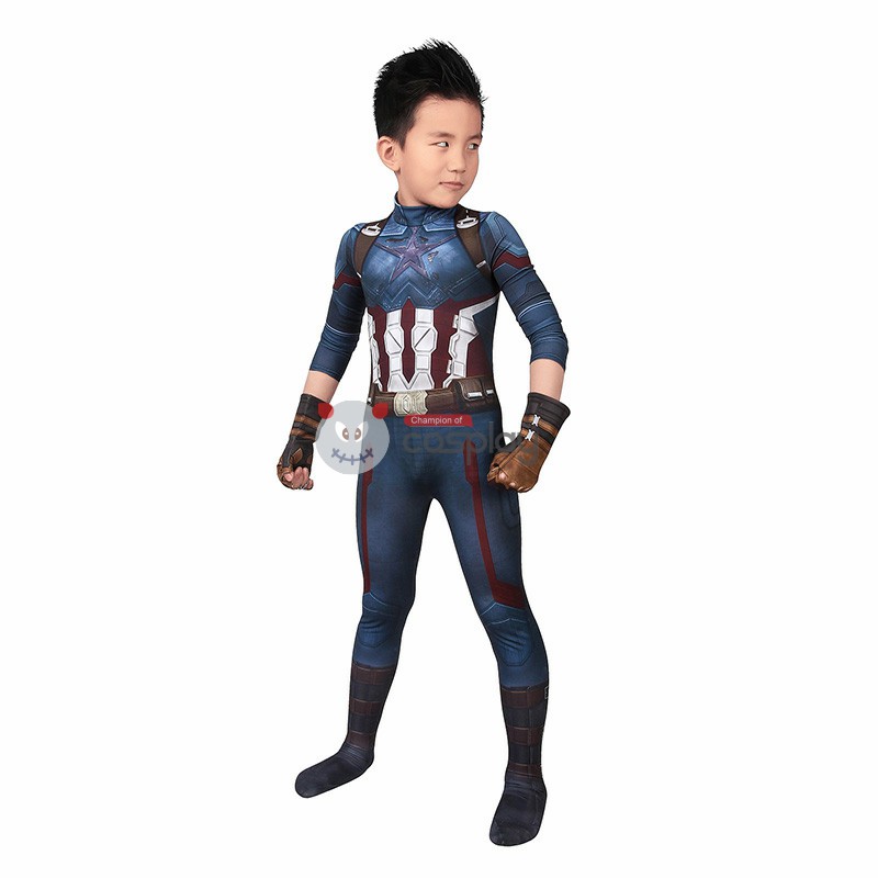 Kids Captain America Costume Avengers Infinity War Steve Rogers Cosplay Costume