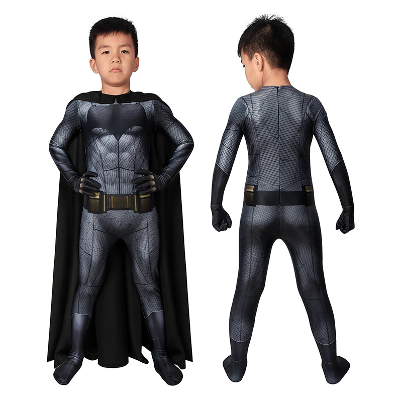 Kids Bruce Wayne Black Zentai Jumpsuit Polyester Cosplay Costume