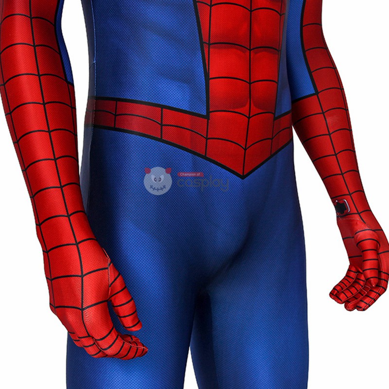 Clearance Sale - Male Large Size with Crotch Wrist Back U Zipper and 11 US EVA Foot Pad Unstitched with Spiderman PS4 Jumpsuit