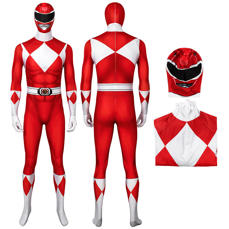 Adult Power Rangers Jumpsuit Mighty Morphin Power Rangers Cosplay Costume